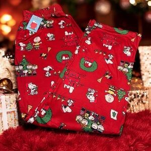 Brief Insanity Peanuts Snoopy Happy Holidays Red Lounge Pants